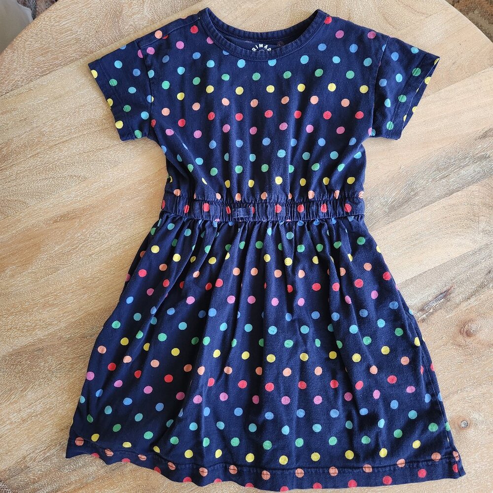 Kids twirly dress in rainbow confetti dots.  Size 8-9